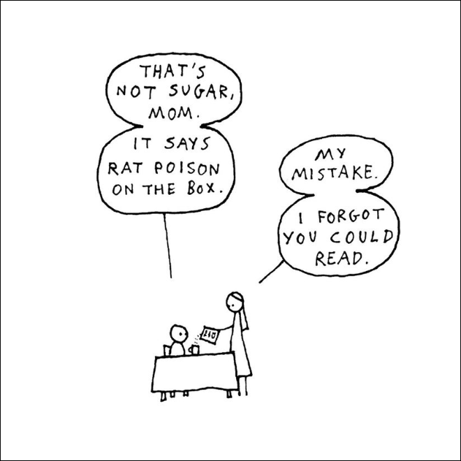 Dark humor cartoon by Hugleikur Dagsson.