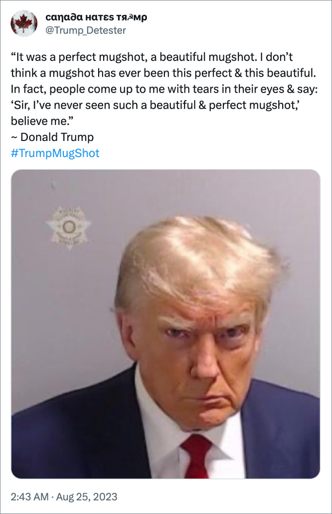 Trump mugshot is getting all kinds of funny reactions.