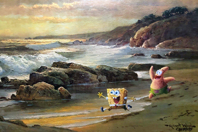 Funny repainting over old thrift store painting.