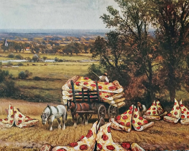 Funny repainting over old thrift store painting.