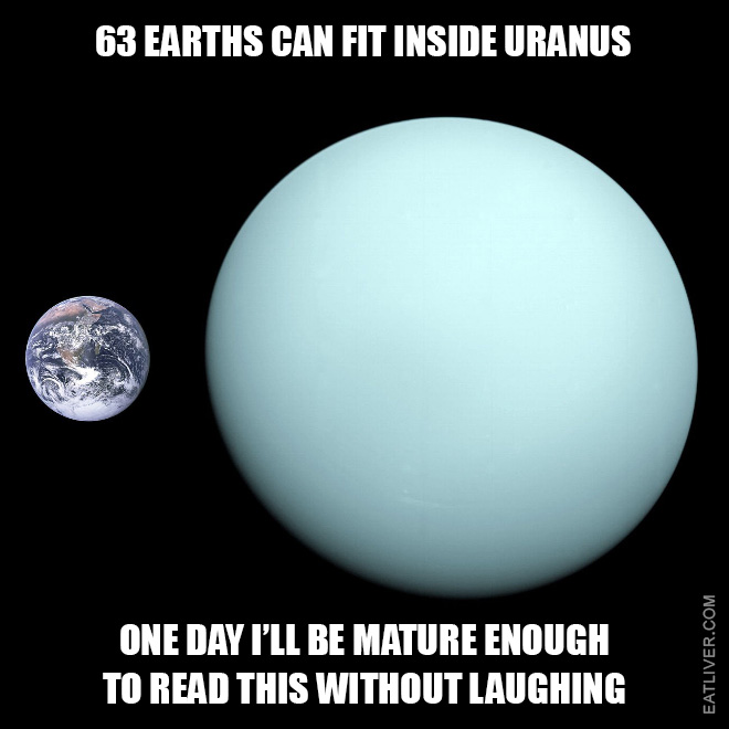 Did you know that 63 Earths can fit inside Uranus? 64 if you relax… 68 with experience.
