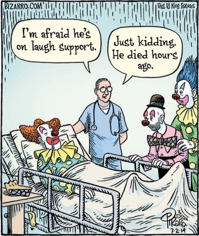 Funny cartoon by Bizarro.