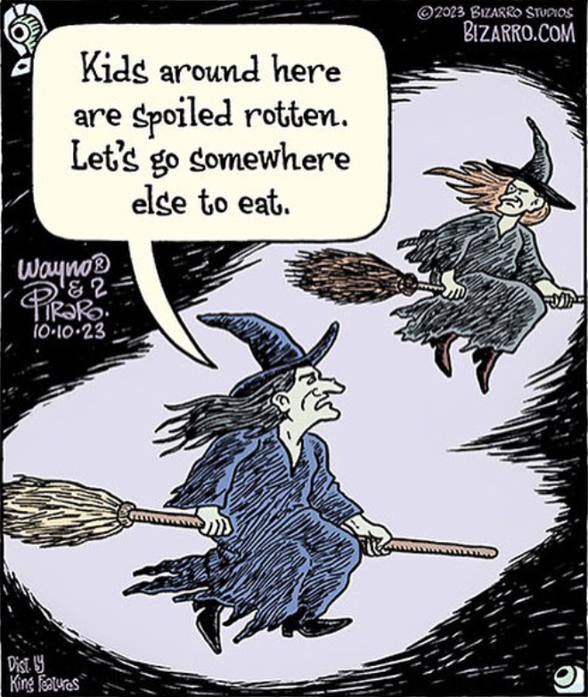 Funny cartoon by Bizarro.