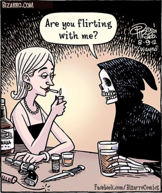 Funny cartoon by Bizarro.