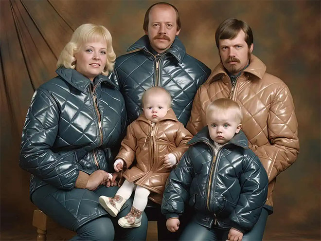 Awkward family photo, generated by AI.