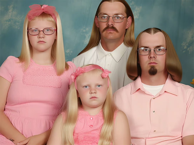 Awkward family photo, generated by AI.