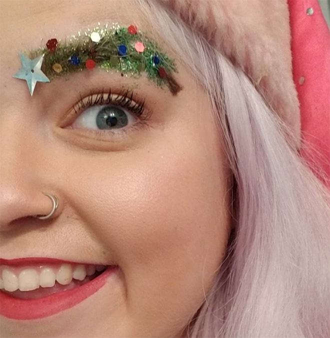 Christmas tree eyebrows.