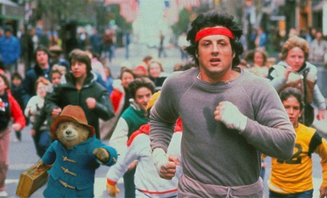 Paddington Bear inserted into iconic movie scenes.