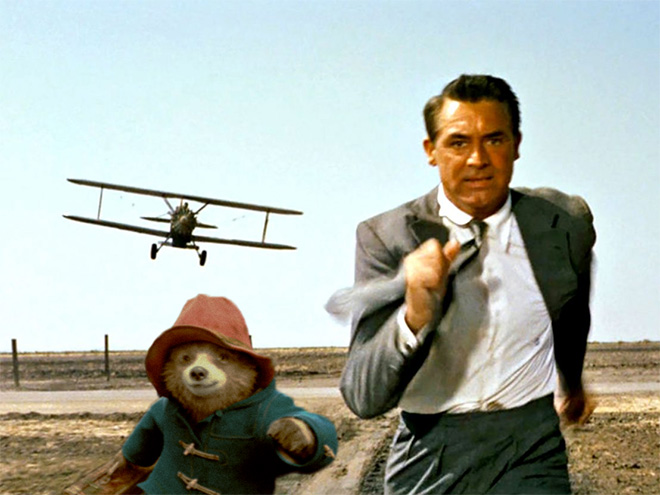 Paddington Bear inserted into iconic movie scenes.