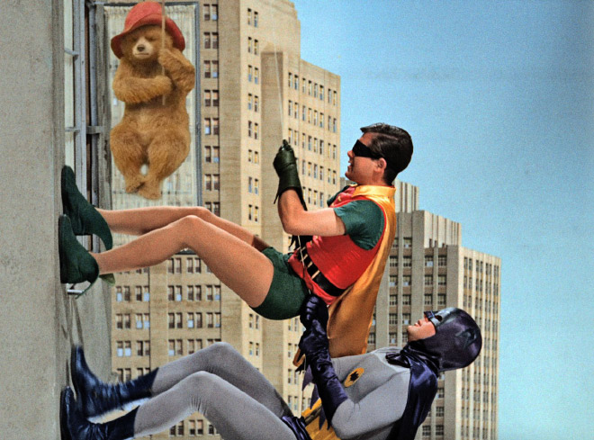 Paddington Bear inserted into iconic movie scenes.