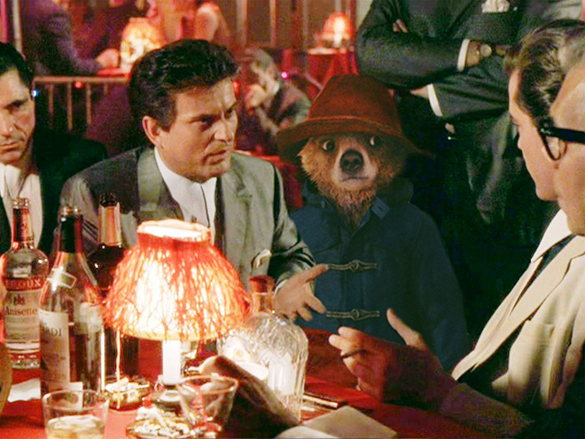 Paddington Bear inserted into iconic movie scenes.