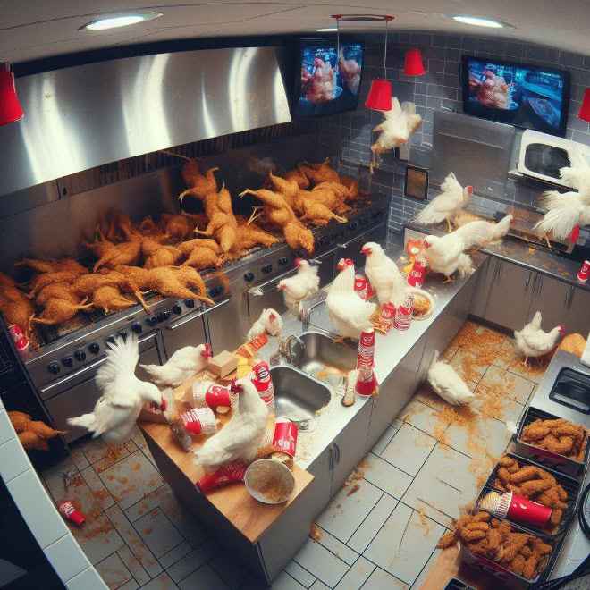 Typical night at KFC, according to AI.